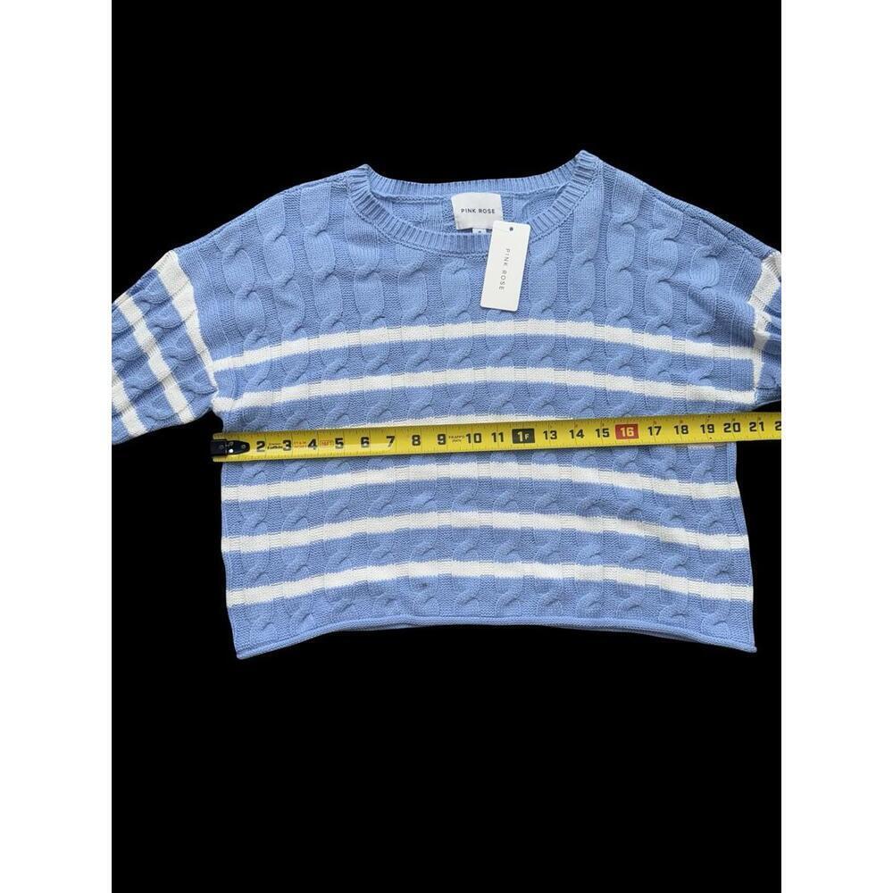 Pink Rose Juniors Sweater Size M With White And Blue Stripes - Picture 3 of 4